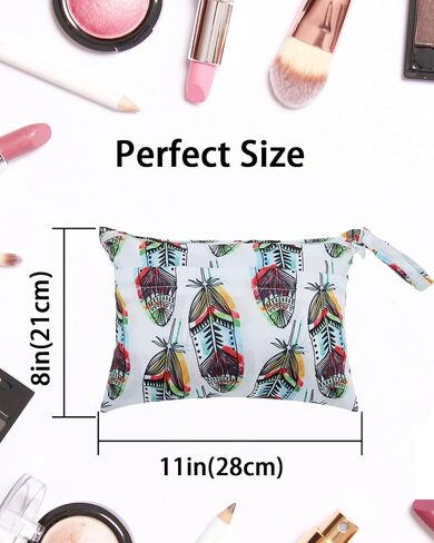 11×8''Small Wet Dry Bags Waterproof Reusable with Two Pockets Travel Beach Pool Daycare Soiled Sports Items Yoga Gym Cosmetic Bag for Swimsuits or Wet Clothes Flower DJA33-04 in Saudi Arabia