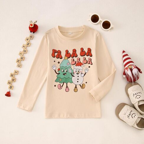 BOUTIKOME Toddler Girl Boy Christmas Shirt Christmas Tree Long Sleeve T-Shirt Funny Xmas Snowman Holiday Pullover Tops 18M-6Y in Saudi Arabia