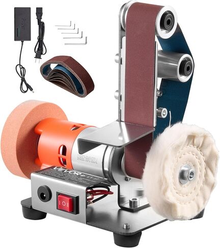 VEVOR 3-in-1 Mini Belt Sander, 13" x 1.2" Sanding Belt, 2.75" Grinding & Polishing Wheel Combo, 7-Speed Adjustable with Forward/Reverse Control for Woodworking, Jewelry Making, Knife Sharpening in Saudi Arabia