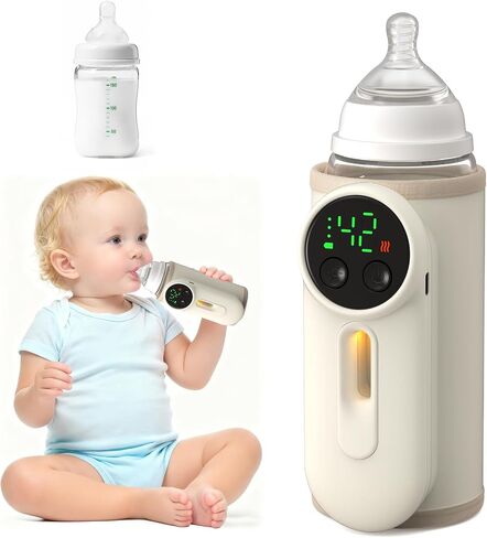 Portable Baby Bottle Warmer Precise Temperature Control via Display Accurate Heating Long-Lasting Battery Life Keeps Warm for 5-8 Hours Charge While Feeding Perfect for Traveling with Baby in Saudi Arabia