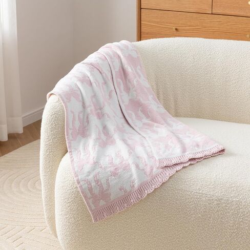 Berkshire Baby Blanket,Ultra-Plush Reversible Chenille Knit Toddler Blanket,Cute Pattern Nursery Crib Blanket,Ideal Baby Gift(30x40 Inches,Ribbon Bow White Pink) in Saudi Arabia