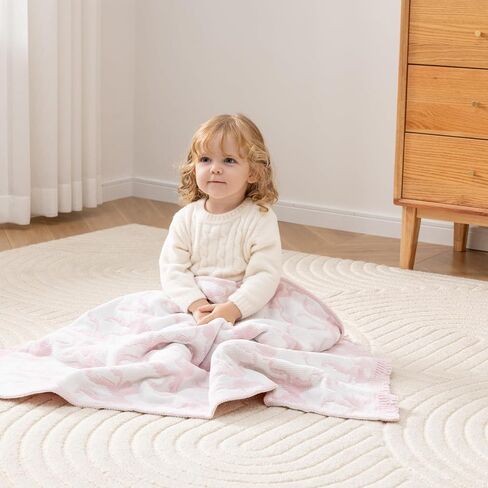 Berkshire Baby Blanket,Ultra-Plush Reversible Chenille Knit Toddler Blanket,Cute Pattern Nursery Crib Blanket,Ideal Baby Gift(30x40 Inches,Ribbon Bow White Pink) in Saudi Arabia