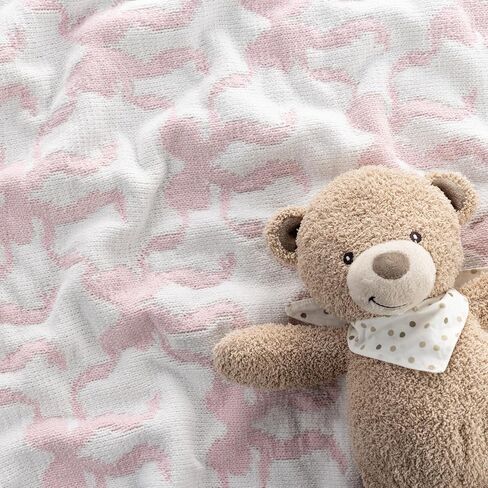 Berkshire Baby Blanket,Ultra-Plush Reversible Chenille Knit Toddler Blanket,Cute Pattern Nursery Crib Blanket,Ideal Baby Gift(30x40 Inches,Ribbon Bow White Pink) in Saudi Arabia