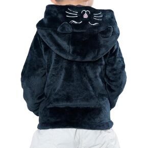 Toddler Fleece Jacket Cute Embroidered Cat Face Coat With Cat Ears Fall Winter Warmth Hooded Outerwear Coat 2-4Years in Saudi Arabia