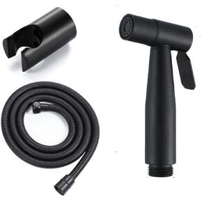 بخاخ حفاضات من القماش قابل للغسل يدويًا - مجموعة مسدس رش المرحاض الأسود صنبور غسيل نسائي من الفولاذ المقاوم للصدأ بطول 1.5 متر من الفولاذ المقاوم للصدأ مثبت على الحائط in Kuwait