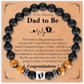 هدايا عيد الأب الأول للأب الجديد، الأب ليكون الأب الجديد الأب ليكون هدية لأول مرة قريبًا ليكون الأب المتوقع، عيون النمور الزرقاء والبنية الرائعة، أساور سوداء، هدية إعلان الحمل في عيد الميلاد in Kuwait