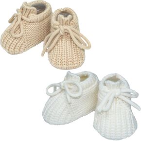 Baby Booties Soft Knitted Newborn Sock Shoes for Infant Boys Girls First Walking 2 Pairs,0-6 Months in Saudi Arabia