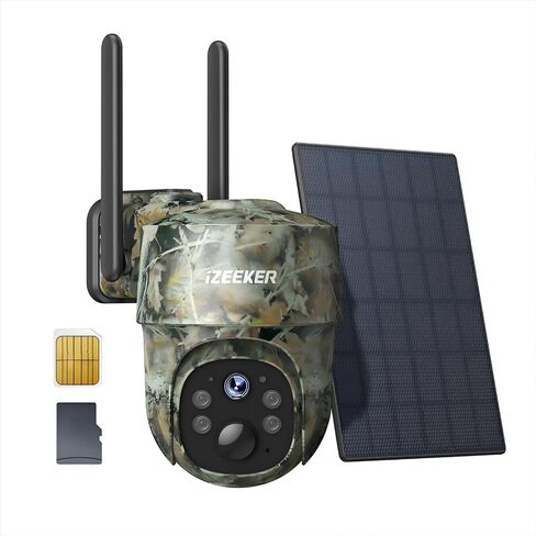 كاميرا iZEEKER Solar 4G LTE الخلوية | كاميرا ألعاب 2K PTZ مع بطاقة SD وبطاقة SIM، رؤية كاملة 360 درجة ورؤية ليلية، بث مباشر والوصول إلى الهاتف عن بعد، كاميرا لاسلكية، بدون توهج بالأشعة تحت الحمراء، IP65 مقاومة للماء in Saudi Arabia