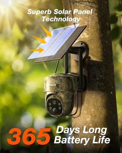 كاميرا iZEEKER Solar 4G LTE الخلوية | كاميرا ألعاب 2K PTZ مع بطاقة SD وبطاقة SIM، رؤية كاملة 360 درجة ورؤية ليلية، بث مباشر والوصول إلى الهاتف عن بعد، كاميرا لاسلكية، بدون توهج بالأشعة تحت الحمراء، IP65 مقاومة للماء in Saudi Arabia