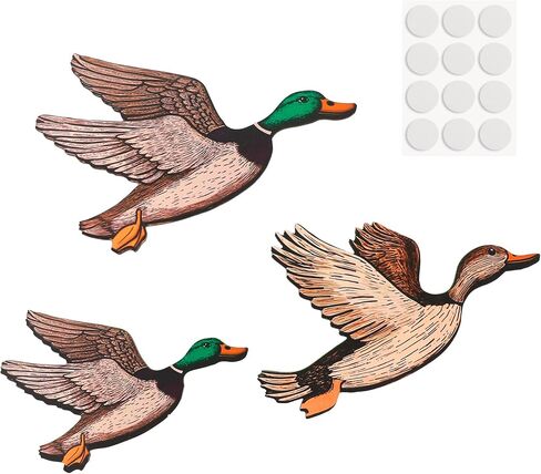 Kytvl Set of 3 Wooden Mallard Duck Wall Decor – Vintage Farmhouse Rustic Art for Entryway, Nursery, or Living Room – Larger Than Average Ducks (12"/11"/9") – Housewarming, Christmas, and Party Gift in Saudi Arabia