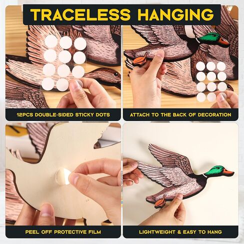 Kytvl Set of 3 Wooden Mallard Duck Wall Decor – Vintage Farmhouse Rustic Art for Entryway, Nursery, or Living Room – Larger Than Average Ducks (12"/11"/9") – Housewarming, Christmas, and Party Gift in Saudi Arabia