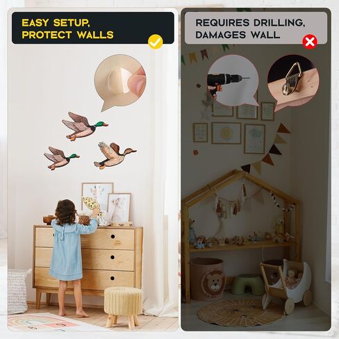 Kytvl Set of 3 Wooden Mallard Duck Wall Decor – Vintage Farmhouse Rustic Art for Entryway, Nursery, or Living Room – Larger Than Average Ducks (12"/11"/9") – Housewarming, Christmas, and Party Gift in Saudi Arabia
