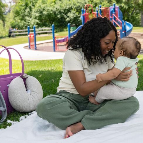 Boppy Anywhere Travel Nursing Pillow - Compact, Ergonomic Bottle & Breastfeeding Pillow with Snap & Loop Hanging Closure and Firm Hypoallergenic Fill, Baby Safety Alliance Verified - Gray 2.0 in Saudi Arabia