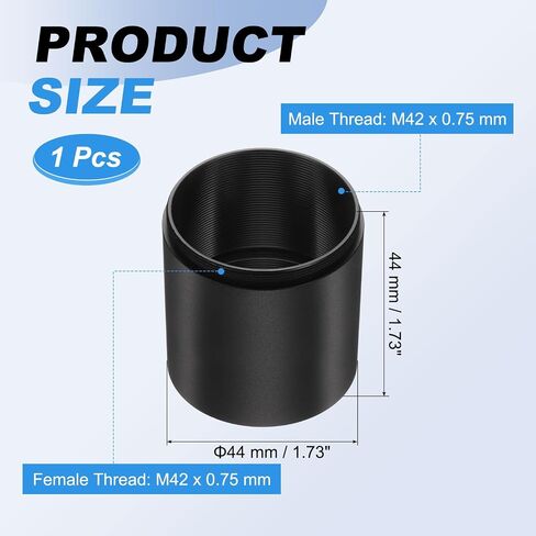 أنبوب تمديد تلسكوب 3 مم من باتيكل، M42 × 0.75 مم على كلا الجانبين، أنبوب تمديد حلقة محول عدسة من سبائك الألومنيوم لملحقات تلسكوب عدسة الكاميرا، أسود in Saudi Arabia