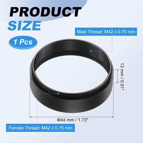 أنبوب تمديد تلسكوب 3 مم من باتيكل، M42 × 0.75 مم على كلا الجانبين، أنبوب تمديد حلقة محول عدسة من سبائك الألومنيوم لملحقات تلسكوب عدسة الكاميرا، أسود in Kuwait