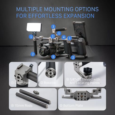 نظام دعم Tilta المحمول متوافق مع DJI Mavic 4 Pro - أبيض تيتانيوم | قفص كاميرا كامل، مقابض علوية وجانبية، حوامل أحذية باردة، مشابك قضيب 15 مم | أداة خفيفة الوزن للتصوير السينمائي على الأرض in Saudi Arabia