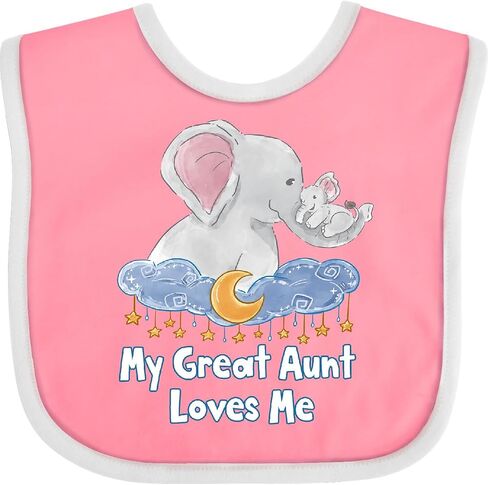 inktastic My Great Aunt Loves Me Cute Elephants Clouds Moon and Stars Baby Bib in Saudi Arabia
