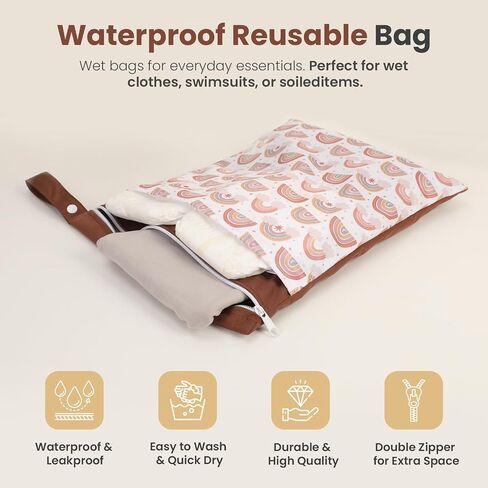 Diaper Caddy Organizer + Wet Bag - Caddy Organizer With Handle - Wet Dry Bags For Diaper Bag - Diaper Caddy Basket - New Mommy Essentials - Diaper Bag Organizing Pouches - Basket For Baby Shower in Saudi Arabia
