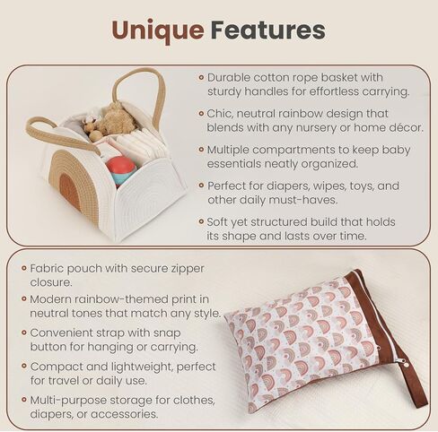 Diaper Caddy Organizer + Wet Bag - Caddy Organizer With Handle - Wet Dry Bags For Diaper Bag - Diaper Caddy Basket - New Mommy Essentials - Diaper Bag Organizing Pouches - Basket For Baby Shower in Saudi Arabia
