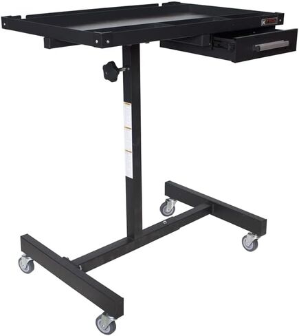 K Tool International 75107 Adjustable Tear Down Work Table with Drawer for Garages, Repair Shops, and DIY, Portable, (4) 2" Swivel Casters, 200 Pound Capacity, Rubber Corners, Heavy Duty Steel, Black in Saudi Arabia