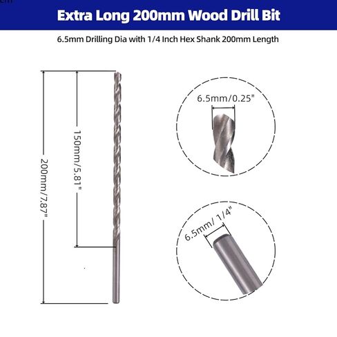 Brad Point Wood Drill Bit Set (2Pcs) - 6.5mm & 11.5mm Hex Shank Bits with Double Flutes for Woodworking & All Wood Types in Kuwait