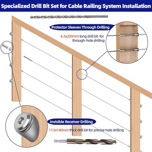 Brad Point Wood Drill Bit Set (2Pcs) - 6.5mm & 11.5mm Hex Shank Bits with Double Flutes for Woodworking & All Wood Types in Kuwait