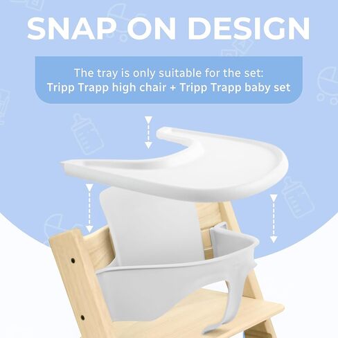 صينية كرسي مرتفع متوافقة مع كرسي Stokke Tripp Trapp – لون حليبي غير لامع – لا توجد بها ميزة لوحة الشفط – تصميم منحني مريح – خالية من مادة BPA، وسهلة التجميع in Kuwait