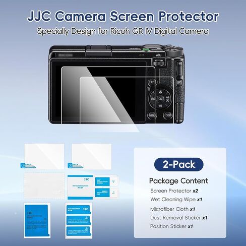JJC 2-Pack Screen Protector for Ricoh GR IV GRIV GR4 Digital Camera Accessories, 0.3mm 9H Hardness Ultra Clear Tempered Glass Film, Anti-Scratch Bubble Fingerprint LCD Protector for GR 4 in Saudi Arabia
