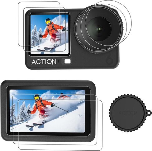 واقي شاشة CYNOVA DJI Osmo Action 5 Pro لملحقات DJI Action 5 Pro، واقي شاشة من الزجاج المقوى فائق الوضوح مع غطاء عدسة سيليكون واحد، مضاد للخدش، خالٍ من الفقاعات، مقاوم للغاية in Kuwait
