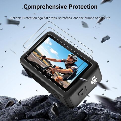 واقي شاشة CYNOVA DJI Osmo Action 5 Pro لملحقات DJI Action 5 Pro، واقي شاشة من الزجاج المقوى فائق الوضوح مع غطاء عدسة سيليكون واحد، مضاد للخدش، خالٍ من الفقاعات، مقاوم للغاية in Kuwait