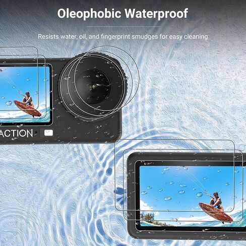 واقي شاشة CYNOVA DJI Osmo Action 5 Pro لملحقات DJI Action 5 Pro، واقي شاشة من الزجاج المقوى فائق الوضوح مع غطاء عدسة سيليكون واحد، مضاد للخدش، خالٍ من الفقاعات، مقاوم للغاية in Kuwait