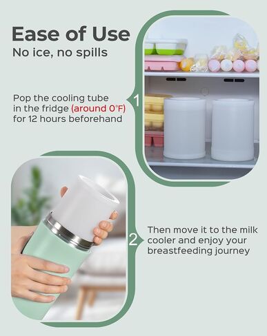 Xaproo 22oz Breast Milk Cooler Bottle, Portable Milk Cooler for Breastmilk with 360°Cooling for 24 Hours, Millk Chiller with 2pcs Baby Bottles, Breastmilk Storage Bags for Baby, BPA-Free (Green) in Saudi Arabia
