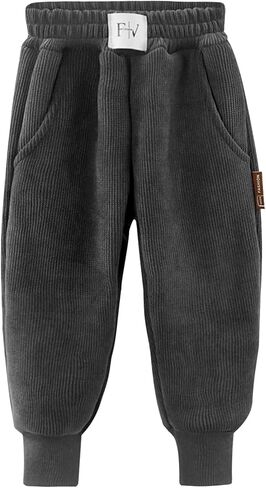 Happy Cherry Unisex Kid Baby Fleece Lined Jogger Pants Ribbed Regular Fit Pull On Thermal Sweatpants 1-12Y in Saudi Arabia