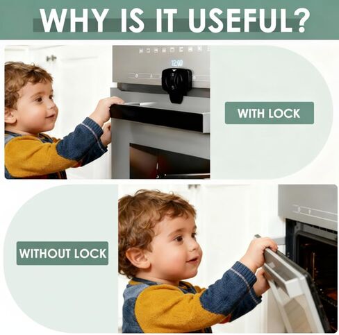 2-Pack Oven Lock Child Safety - Oven Baby Proofing Door Lock with Heat-Resistant Adhesive, No Drill - Safety Locks for Ovens/Stoves/Dishwashers to Keep Toddlers Pet Safe (Check Size for Fit) (Black) in Saudi Arabia
