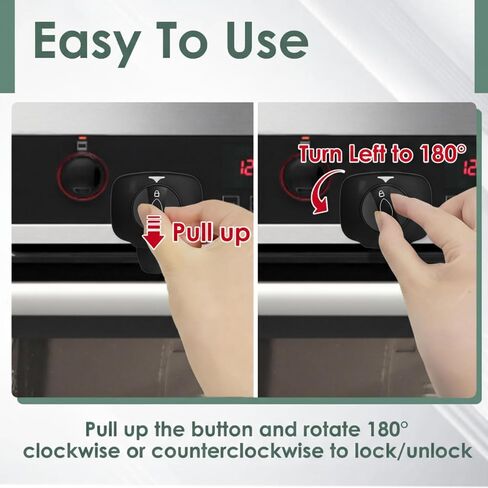2-Pack Oven Lock Child Safety - Oven Baby Proofing Door Lock with Heat-Resistant Adhesive, No Drill - Safety Locks for Ovens/Stoves/Dishwashers to Keep Toddlers Pet Safe (Check Size for Fit) (Black) in Saudi Arabia