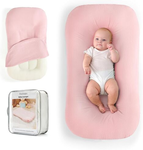 Baby Lounger, Suitable for Newborns 0-24 Months, Infant Lounger for Home and Travel, Soft Cotton and Breathable, Nest Lounger, Newborn Babies Essentials Gifts（Lovely Pink） in Saudi Arabia