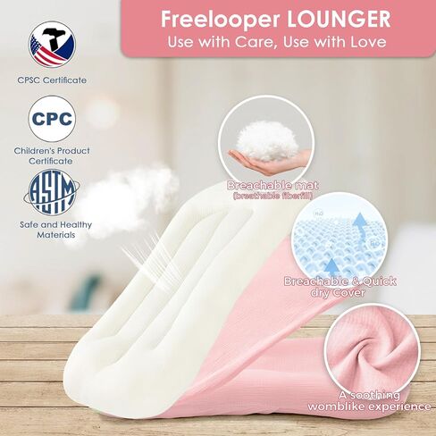 Baby Lounger, Suitable for Newborns 0-24 Months, Infant Lounger for Home and Travel, Soft Cotton and Breathable, Nest Lounger, Newborn Babies Essentials Gifts（Lovely Pink） in Saudi Arabia