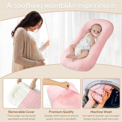 Baby Lounger, Suitable for Newborns 0-24 Months, Infant Lounger for Home and Travel, Soft Cotton and Breathable, Nest Lounger, Newborn Babies Essentials Gifts（Lovely Pink） in Saudi Arabia