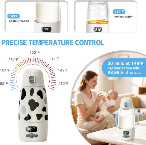Portable Baby Bottle Warmer for Travel - Ultra-Fast Heating & Charging, 17.5oz Large Capacity, Extended Battery Life On-The-Go for Baby Essentials in Saudi Arabia