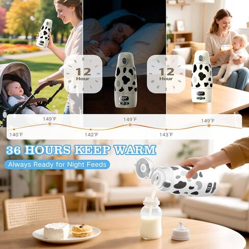 Portable Baby Bottle Warmer for Travel - Ultra-Fast Heating & Charging, 17.5oz Large Capacity, Extended Battery Life On-The-Go for Baby Essentials in Saudi Arabia