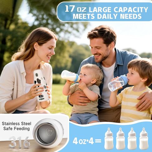 Portable Baby Bottle Warmer for Travel - Ultra-Fast Heating & Charging, 17.5oz Large Capacity, Extended Battery Life On-The-Go for Baby Essentials in Saudi Arabia