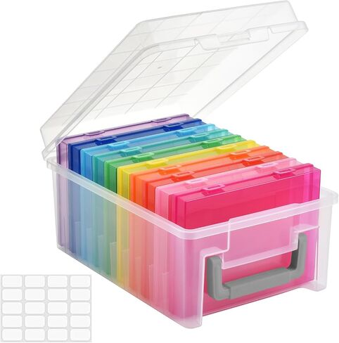 Photo Storage Box 5 x 7 Inches, 10 Inner Extra Large Photo Boxes with Dividers, Clear Acid-Free Photo Storage Containers with Handle, Photo Organizer Craft Keeper for Photo, Craft, Stamp etc in Saudi Arabia