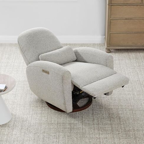 Watson & Whitely Swivel Glider Chairs, Nursery Rocking Chairs Power Recliner with Pillow Lumbar Support Charging Ports & Solid Wood Base for Living Room, Grey in Saudi Arabia