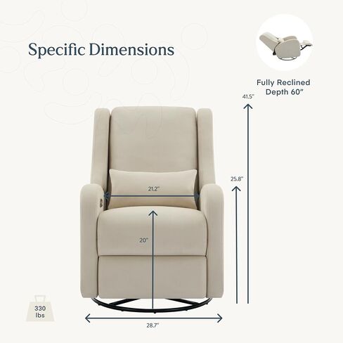 تربية و Wingback Plus - كرسي Premium Power للحضانة | كرسي شراعي مقاوم للبقع مع USB و Lumbar & Head Support-Modern Baby Room (رمادي) in Kuwait
