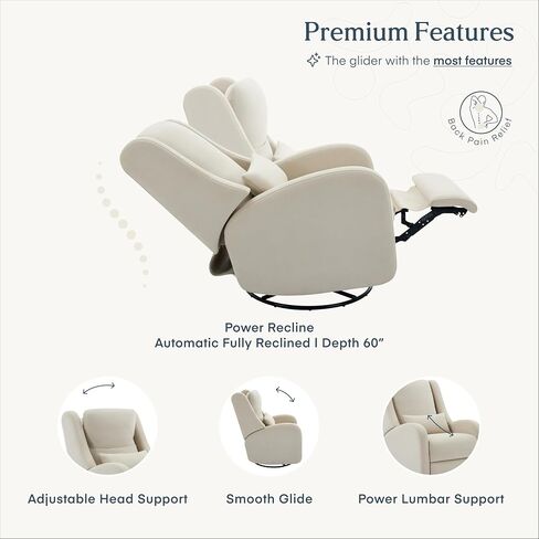 تربية و Wingback Plus - كرسي Premium Power للحضانة | كرسي شراعي مقاوم للبقع مع USB و Lumbar & Head Support-Modern Baby Room (رمادي) in Kuwait