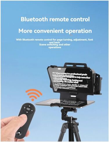 F8 Universal Teleprompter لأجهزة الكمبيوتر اللوحية وأجهزة الكمبيوتر المحمولة والهواتف الذكية وكاميرات البث المباشر والتسجيل بشاشة كبيرة in Kuwait