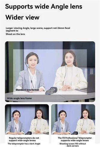 F8 Universal Teleprompter لأجهزة الكمبيوتر اللوحية وأجهزة الكمبيوتر المحمولة والهواتف الذكية وكاميرات البث المباشر والتسجيل بشاشة كبيرة in Kuwait