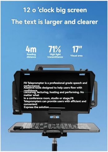 F8 Universal Teleprompter لأجهزة الكمبيوتر اللوحية وأجهزة الكمبيوتر المحمولة والهواتف الذكية وكاميرات البث المباشر والتسجيل بشاشة كبيرة in Kuwait