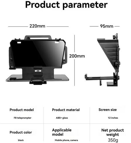 F8 Universal Teleprompter لأجهزة الكمبيوتر اللوحية وأجهزة الكمبيوتر المحمولة والهواتف الذكية وكاميرات البث المباشر والتسجيل بشاشة كبيرة in Kuwait