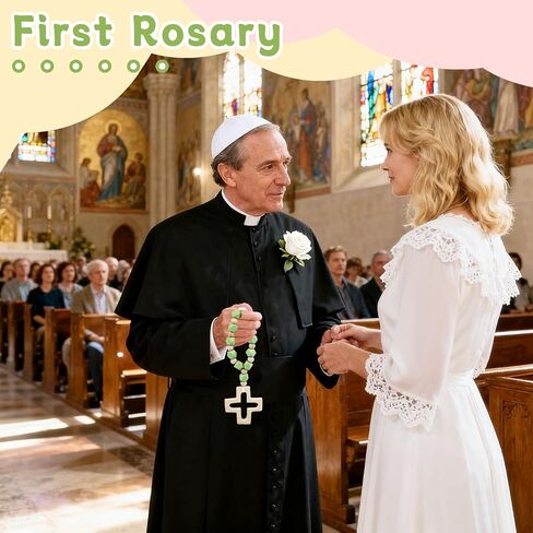 Cross Baptism Silicone Rosary, First Communion Rosary Collection Shower Christian Communion Gifts in Saudi Arabia